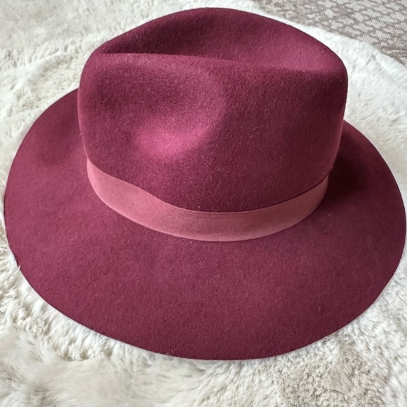 Black Saks Fifth Avenue‎ 90s Wool Fedora Felt Hat Burgundy Feathers One Size - Picture 3 of 9
